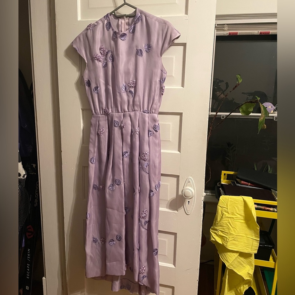 Vintage Lilac Dress with Embroidered and Appliqué Detail